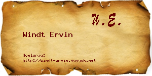Windt Ervin névjegykártya
